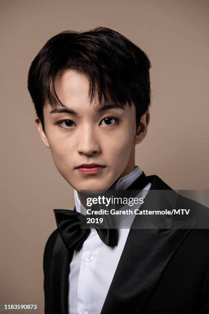 Singer Mark Lee of boy band NCT 127 pose for a portrait at the MTV EMAs 2019 studio at FIBES Conference and Exhibition Centre on November 3, 2019 in...