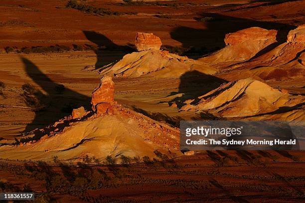 The fragile 'Painted Hills', a rock formation in the South Australian desert near the Anna Creek Station, halfway between Adelaide and Alice Springs,...