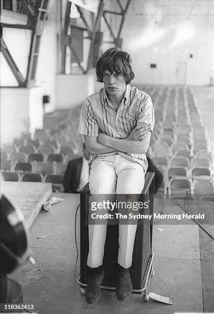 Mick Jagger of the Rolling Stones before a performance concert, Showground, 22 January 1965