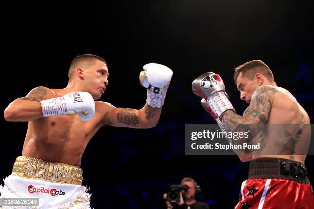 Lee Selby and Ricky Burns in action during their lightweight fight at The O2 Arena on October 26, 2019 in London, England.