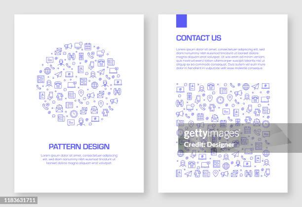 stockillustraties, clipart, cartoons en iconen met set van contact ons en ondersteuning pictogrammen vector patroon ontwerp voor brochure, jaarverslag, boekomslag. - phone cover