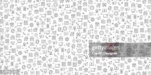 stockillustraties, clipart, cartoons en iconen met set van contact ons en ondersteuning pictogrammen vector patroon ontwerp - office