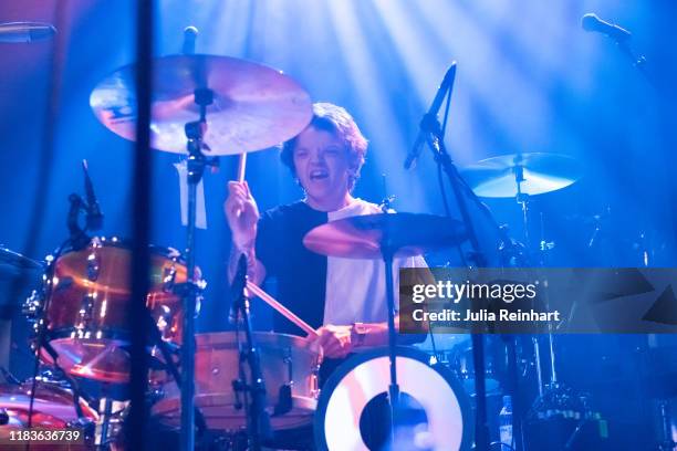 Anton Hillvall, drummer for Swedish rock band Tribe Friday performs as the opening act for Mando Diao on October 26, 2019 at Pustervik in Gothenburg,...
