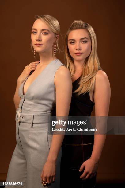 Actresses Saoirse Ronan and Florence Pugh are photographed for Los Angeles Times on October 23, 2019 in Los Angeles, California. PUBLISHED IMAGE....