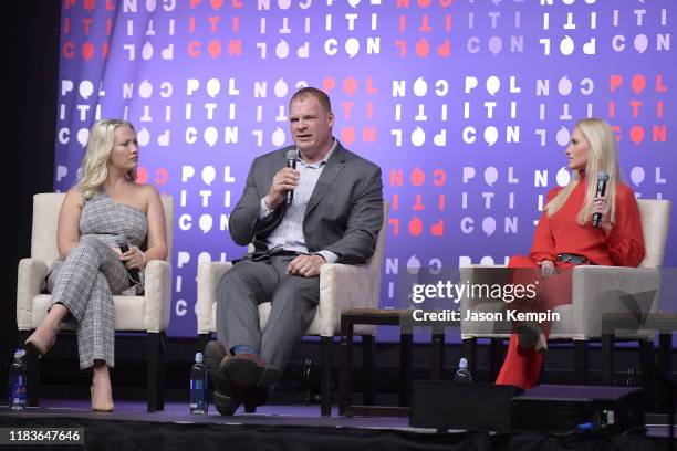 Elisha Krauss, mayor Glenn Jacobs and Tomi Lahren speak onstage during the 2019 Politicon at Music City Center on October 26, 2019 in Nashville,...