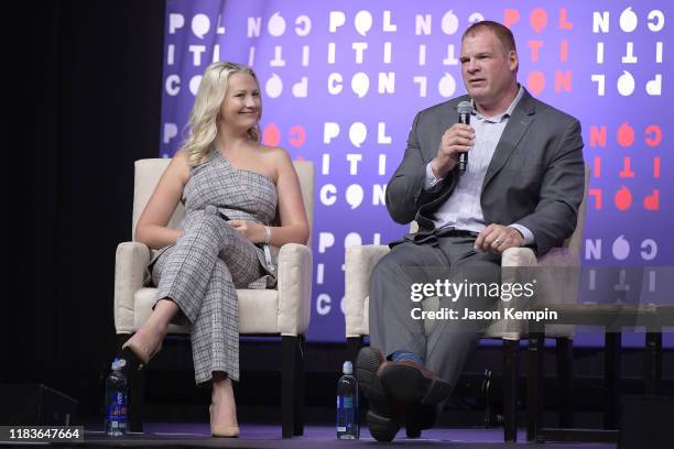 Elisha Krauss and mayor Glenn Jacobs speak onstage during the 2019 Politicon at Music City Center on October 26, 2019 in Nashville, Tennessee.