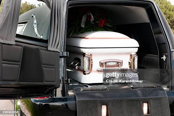 casket in hearse - hearse stock pictures, royalty-free photos & images