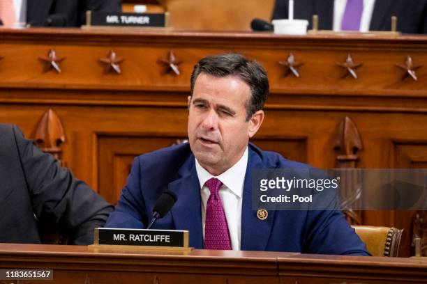 House Rep. John Ratcliffe questions Gordon Sondland, US Ambassador to the European Union before the House Intelligence Committee in the Longworth...