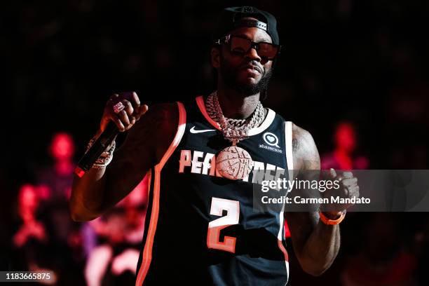 Rapper 2 Chainz performs during half time of the Milwaukee Bucks vs Atlanta Hawks game at State Farm Arena on November 20, 2019 in Atlanta, Georgia.