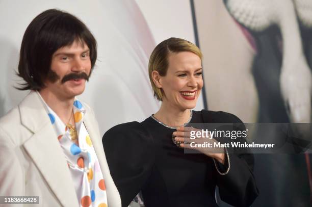 Evan Peters and Sarah Paulson attend FX's "American Horror Story" 100th Episode Celebration at Hollywood Forever on October 26, 2019 in Hollywood,...