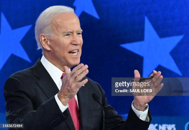 Democratic presidential hopeful Former Vice President Joe Biden speaks during the fifth Democratic primary debate of the 2020 presidential campaign...