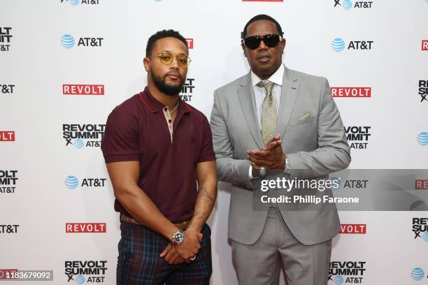 Romeo Miller and Master P attend the REVOLT X AT&T 3-Day Summit In Los Angeles - Day 2 at Magic Box on October 26, 2019 in Los Angeles, California.
