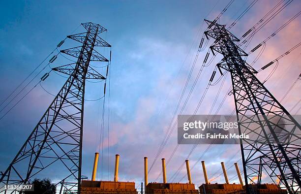 Electricity towers in the La Trobe Valley, in Gippsland, Victoria, 15 July 2009.