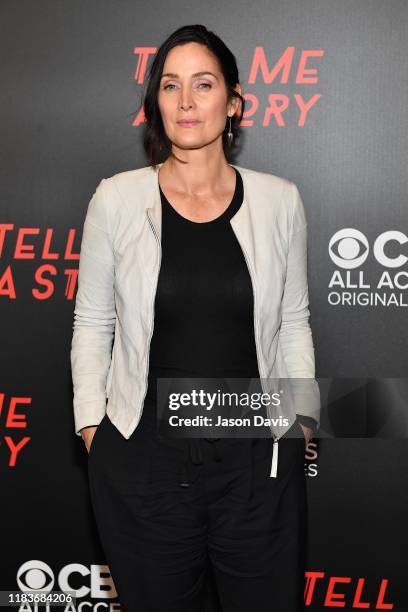 Carrie-Anne Moss arrives at "Tell Me a Story" Season 2 Nashville Premiere at Ford Theater at Country Music Hall of Fame on November 20, 2019 in...