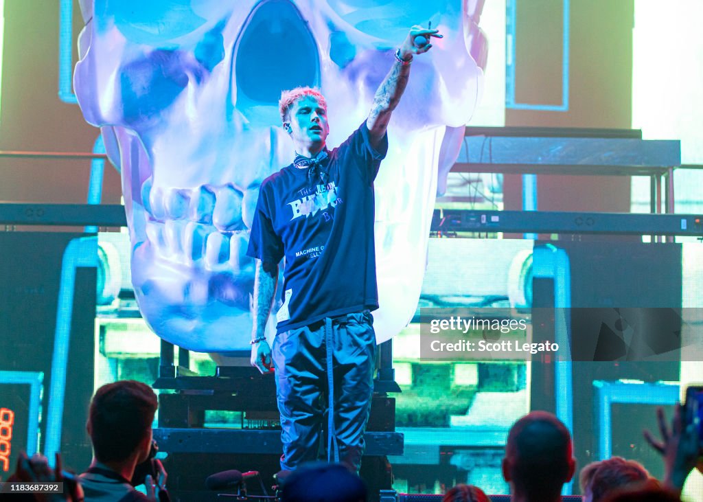Mk Rapper Machine Gun Kelly performs at the Fox Theatre on October 26, 2019 in ...