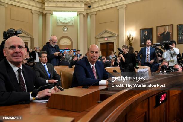 Gordon Sondland, the U.S. Ambassador to the European Union, prepares to testify before the House Intelligence Committee at the Longworth House Office...