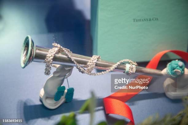 Tiffany &amp; Co. Or Tiffany's flagship store at the 5th Ave in New York City, United States of America. Tiffany's is an American luxury jewelry...