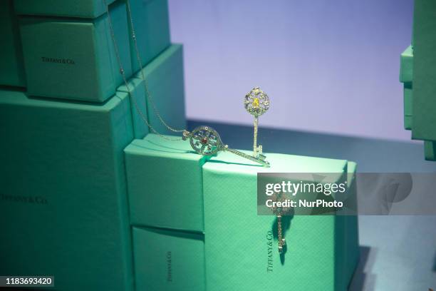 Tiffany &amp; Co. Or Tiffany's flagship store at the 5th Ave in New York City, United States of America. Tiffany's is an American luxury jewelry...