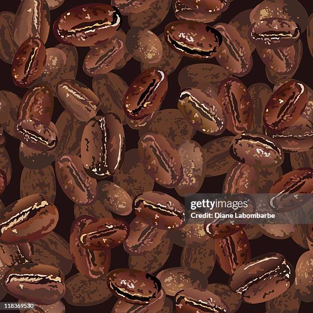 seamless coffee bean pattern - coffee beans background stock illustrations