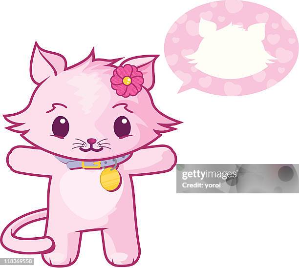 pink cat - cat tail stock illustrations