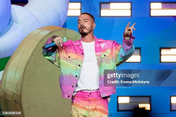 Balvin performs onstage at Staples Center on October 26, 2019 in Los Angeles, California.