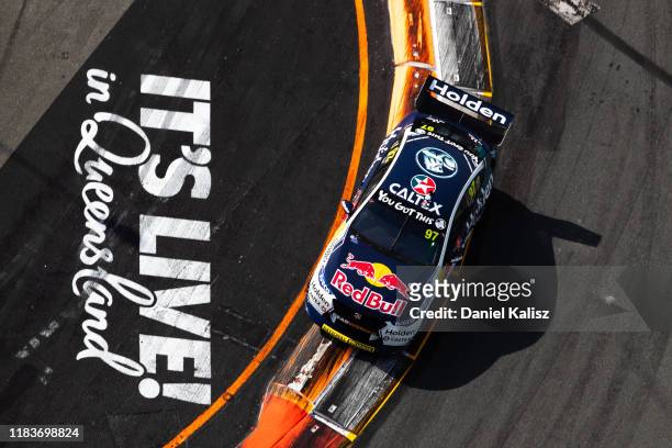 Shane van Gisbergen drives the Red Bull Holden Racing Team Holden Commodore ZB during race 2 for the Gold Coast 500 Supercars Championship round on...