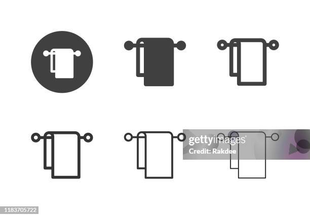 towel icons - multi series - tea towel stock illustrations