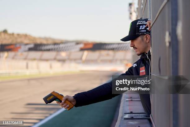 Maverick Vinales of Spain and Monster Energy Yamaha MotoGP during the test of the new MotoGP season 2020 at Ricardo Tormo Circuit on November 19,...