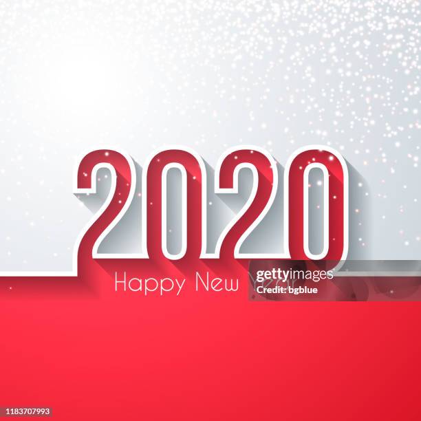 happy new year 2020 with gold glitter - white background - red-sequin-background stock illustrations