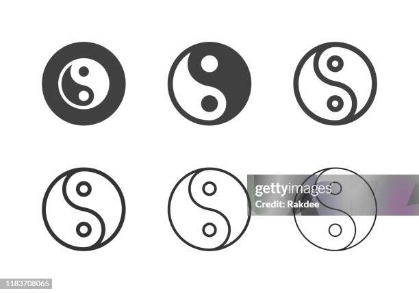 bildbanksillustrationer, clip art samt tecknat material och ikoner med yin yang symbol ikoner-multi-serien - yin och yang