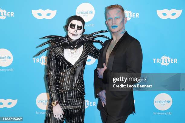 Nats Getty and August Getty attend UNICEF Masquerade Ball at Kimpton La Peer Hotel on October 26, 2019 in West Hollywood, California.