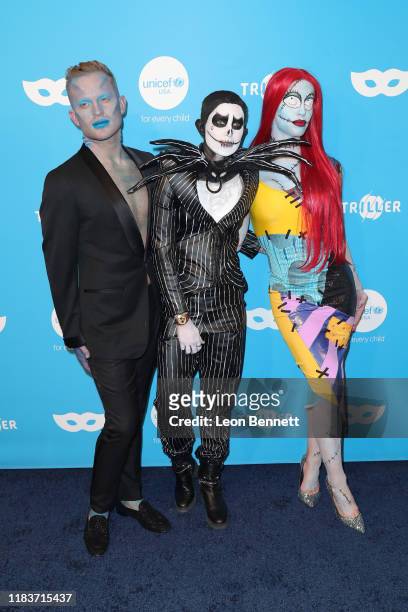 August Getty, Nats Getty and Gigi Gorgeous attend UNICEF Masquerade Ball at Kimpton La Peer Hotel on October 26, 2019 in West Hollywood, California.