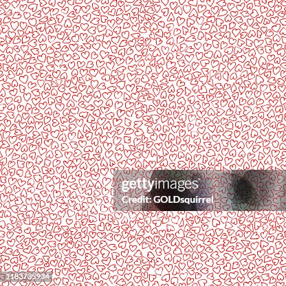 手とゲルペンで描かれた不均一な輪郭の赤い心を持つ落書き - 白い正方形の紙の背景に不均等に配置された小さな心のセットでベクトルで抽象的な愛のイラスト 手とゲルペンで描かれた不均一な輪郭の赤い心を持つ落書き - 白い正方形の紙の背景に不均等に配置された小さな心のセットでベクトルで抽象的な愛のイラスト