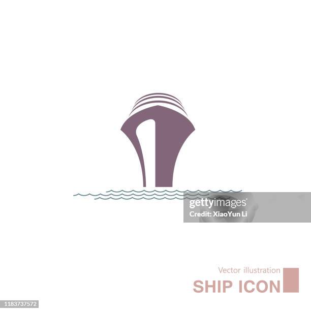 ilustraciones, imágenes clip art, dibujos animados e iconos de stock de icono de barco dibujado vectorialmente. - crucero