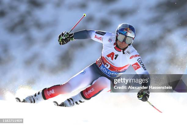 Alexis Pinturault of France competes during the Audi FIS Alpine Ski World Cup Men's Giant Slalom at Rettenbachferner on October 27, 2019 in Soelden,...