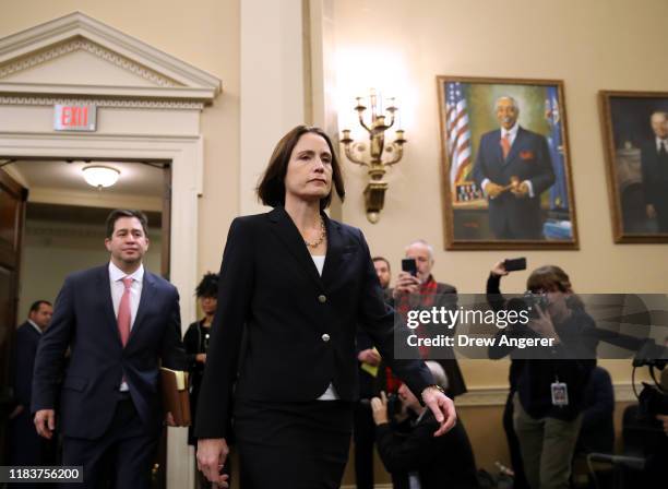 Fiona Hill, the National Security Council’s former senior director for Europe and Russia arrives to testify before the House Intelligence Committee...