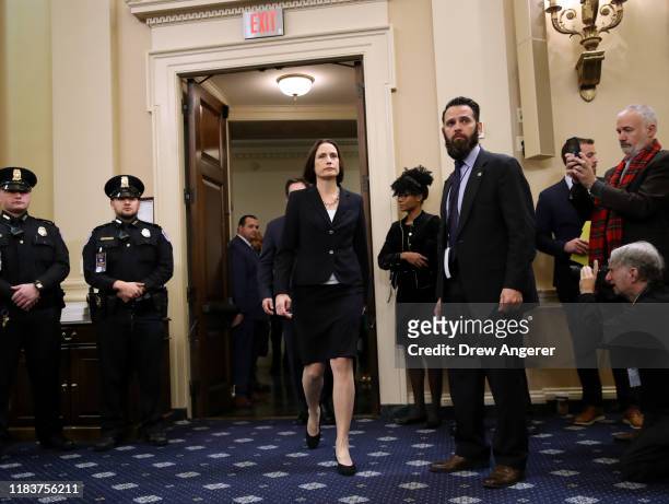 Fiona Hill, the National Security Council’s former senior director for Europe and Russia arrives to testify before the House Intelligence Committee...