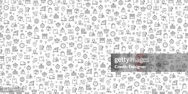 set of delivery related icons vector pattern design - package delivery door stock illustrations