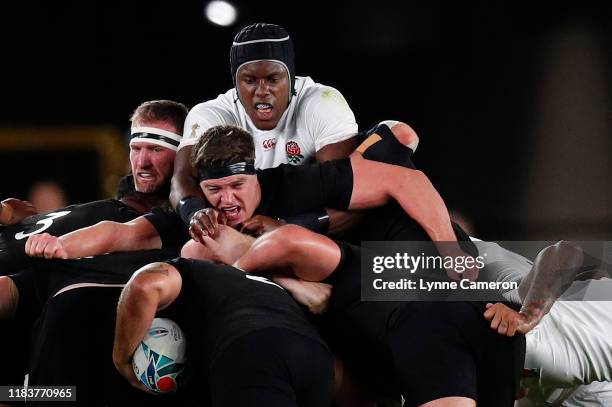 Maro Itoje of England during the Rugby World Cup 2019 Semi-Final match between England and New Zealand at International Stadium Yokohama on October...
