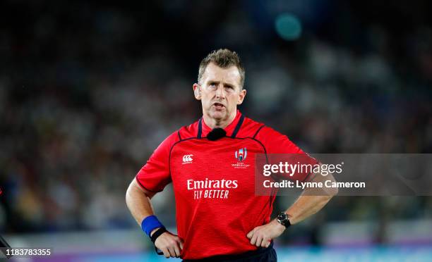 Nigel Owens referee during the Rugby World Cup 2019 Semi-Final match between England and New Zealand at International Stadium Yokohama on October 26,...