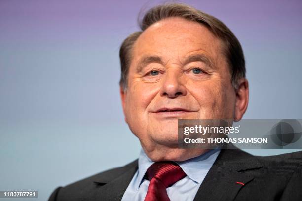 Vice-President of the France's Mayors Organization Andre Laignel attends the 102nd Mayors Congress at the Porte de Versailles in Paris on November...