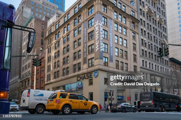 WeWork offices located at 349 5th Ave on November 21, 2019 in New York City. WeWork has laid off 2,400 employees as it works to cut costs in its...