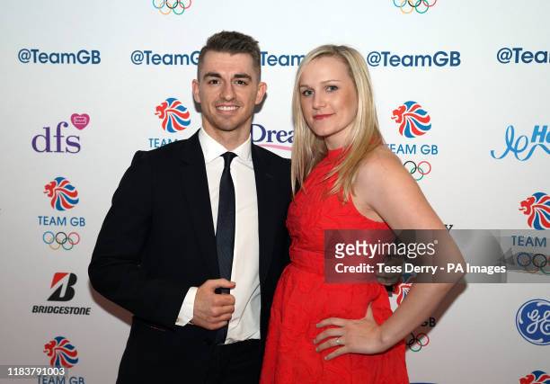 Max Whitlock and wife Leah Hickton during the BOA Annual Dinner, Old Billingsgate, London.