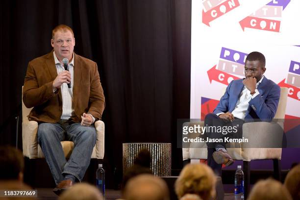 Mayor Glenn Jacobs and Shermichael Singleton speak onstage during day 2 of Politicon 2019 at Music City Center on October 27, 2019 in Nashville,...