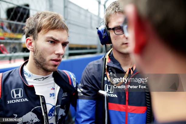 Pierre Gasly of France and Scuderia Toro Rosso prepares to drive on the grid before the F1 Grand Prix of Mexico at Autodromo Hermanos Rodriguez on...