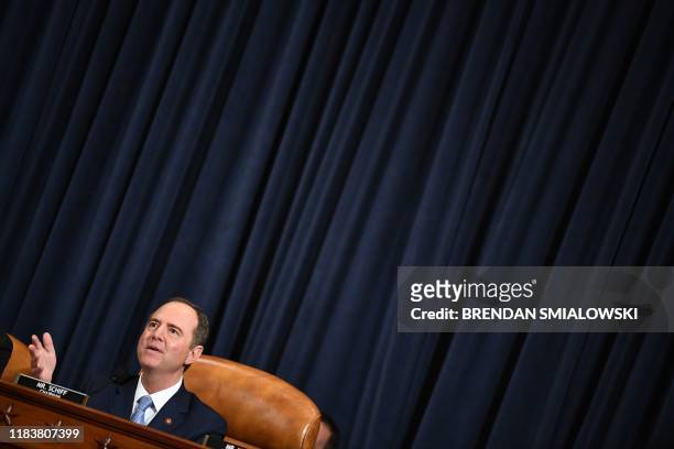 House Intelligence Committee chair, Adam Schiff speaks as Fiona Hill, the former top Russia expert on the National Security Council, and David...