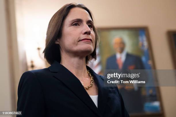 Fiona Hill, former National Security Council Russia adviser, arrives back from a break in the House Intelligence Committee hearing on the impeachment...