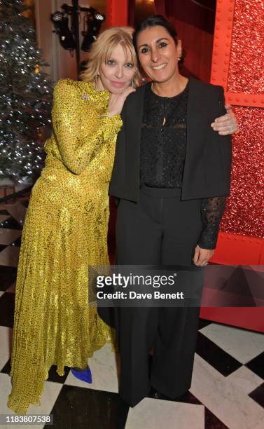 Courtney Love and Serena Rees attend the launch of the Claridge's Christmas Tree 2019 designed by Christian Louboutin at Claridge's Hotel on November...