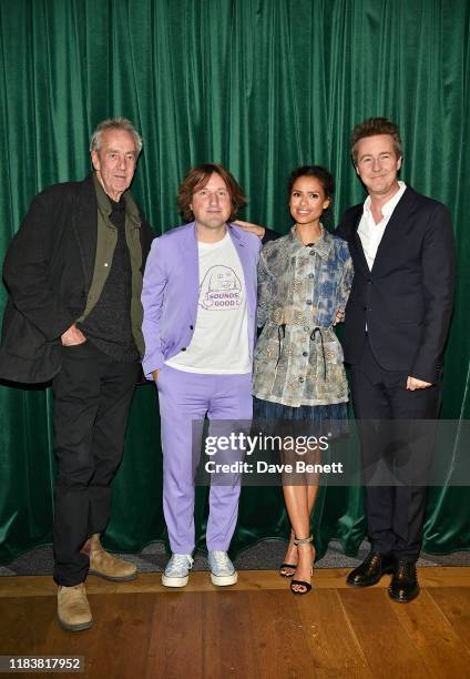 Dick Pope, Daniel Pemberton, Gugu Mbatha-Raw and Edward Norton attend the "Motherless Brooklyn" BAFTA screening reception at Vue Leicester Square on...