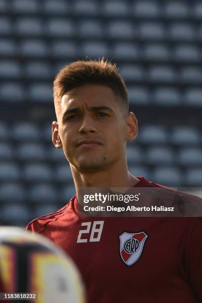 Lucas Martinez Quarta of River Plate looks on during a training session at Alianza Lima Stadium on November 21, 2019 in Lima, Peru. River Plate and...